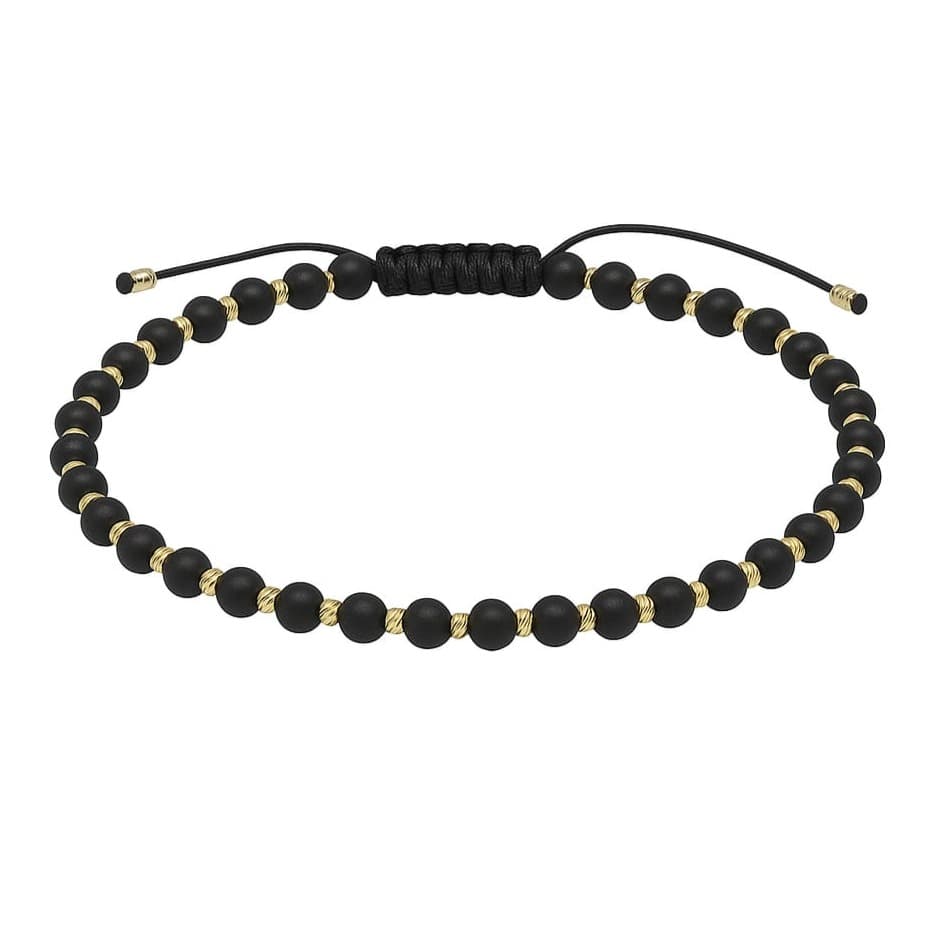 Гривна с черен оникс и златни топчета